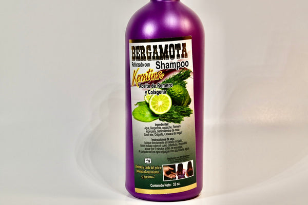 Bergamot Keratin Reinforced Shampoo Rosemary Oil and Collagen / Bergamota Shampoo Reforzado Con Keratina Aceite de Romero y Colageno