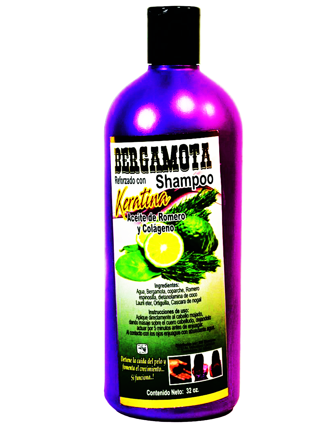 Bergamot Keratin Reinforced Shampoo Rosemary Oil and Collagen / Bergamota Shampoo Reforzado Con Keratina Aceite de Romero y Colageno